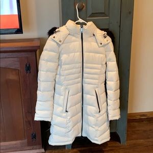 White Calvin Klein winter coat